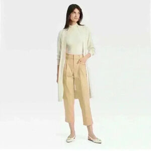 Women's High-Rise Pleat Front Ankle ChinoPants - A New Day™ Beige size 8